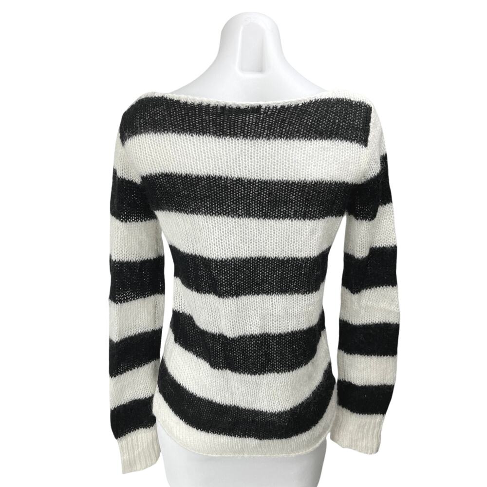 Brandy Melville Black and White Striped Scoop Neck Sweater - Picture 2 of 5